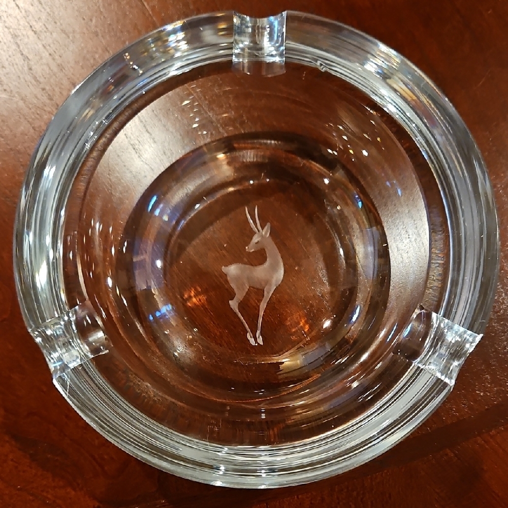 Strombergshyttan N296965 Clear Ashtray/Trinket Dish with Etched Deer